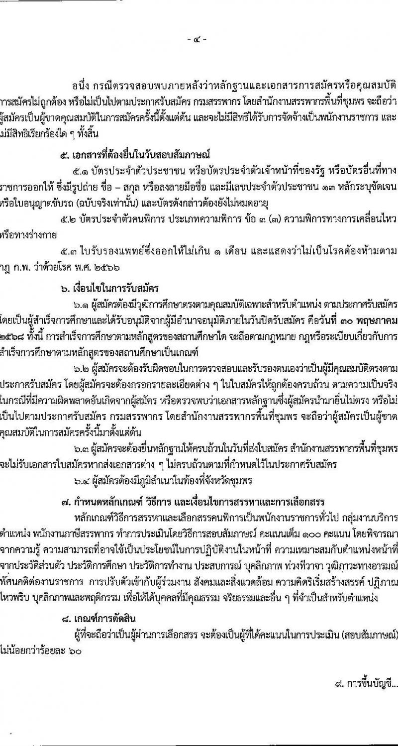 สำนักงานสรรพากรพื้นที่ชุมพร เปิดสอบพนักงานราชการ (ผู้พิการ) 2568 หน้าที่ 4