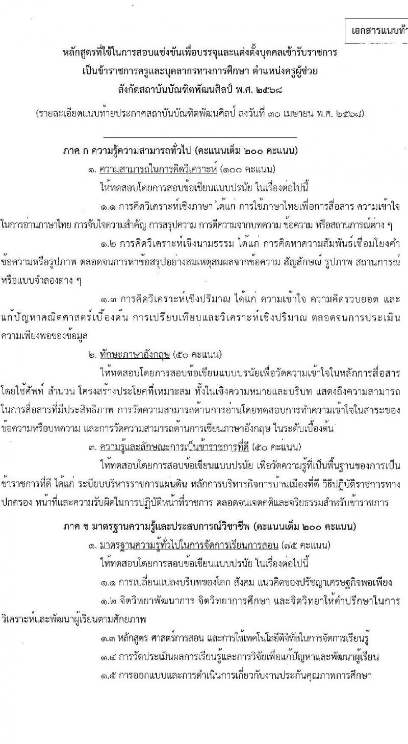 สถาบันบัณฑิตพัฒนศิลป์ เปิดสอบบรรจุเข้ารับราชการ 2568 ตำแหน่งครูผู้ช่วย รับสมัคร  7-23 พ.ค. 2568 รูปที่ 16