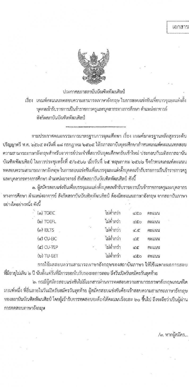 สถาบันบัณฑิตพัฒนศิลป์ เปิดสอบบรรจุเข้ารับราชการ 2568 ตำแหน่งอาจารย์ รับสมัคร 7-23 พ.ค. 2568 รูปที่ 22