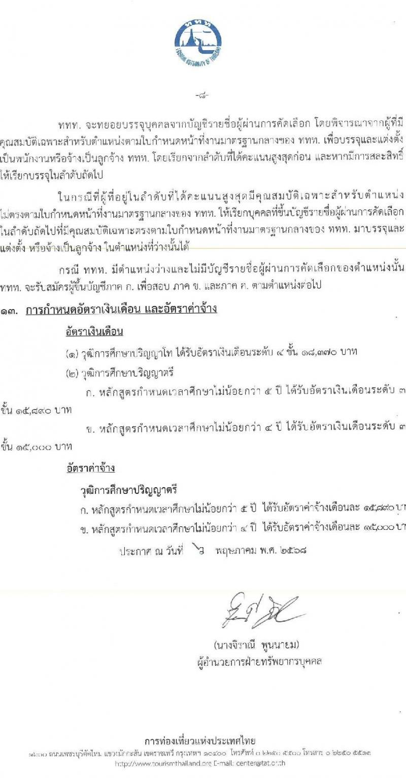 การท่องเที่ยวแห่งประเทศไทย เปิดสอบพนักงาน 2568 รับสมัคร 10-18 พ.ค. 2568 รูปที่ 8