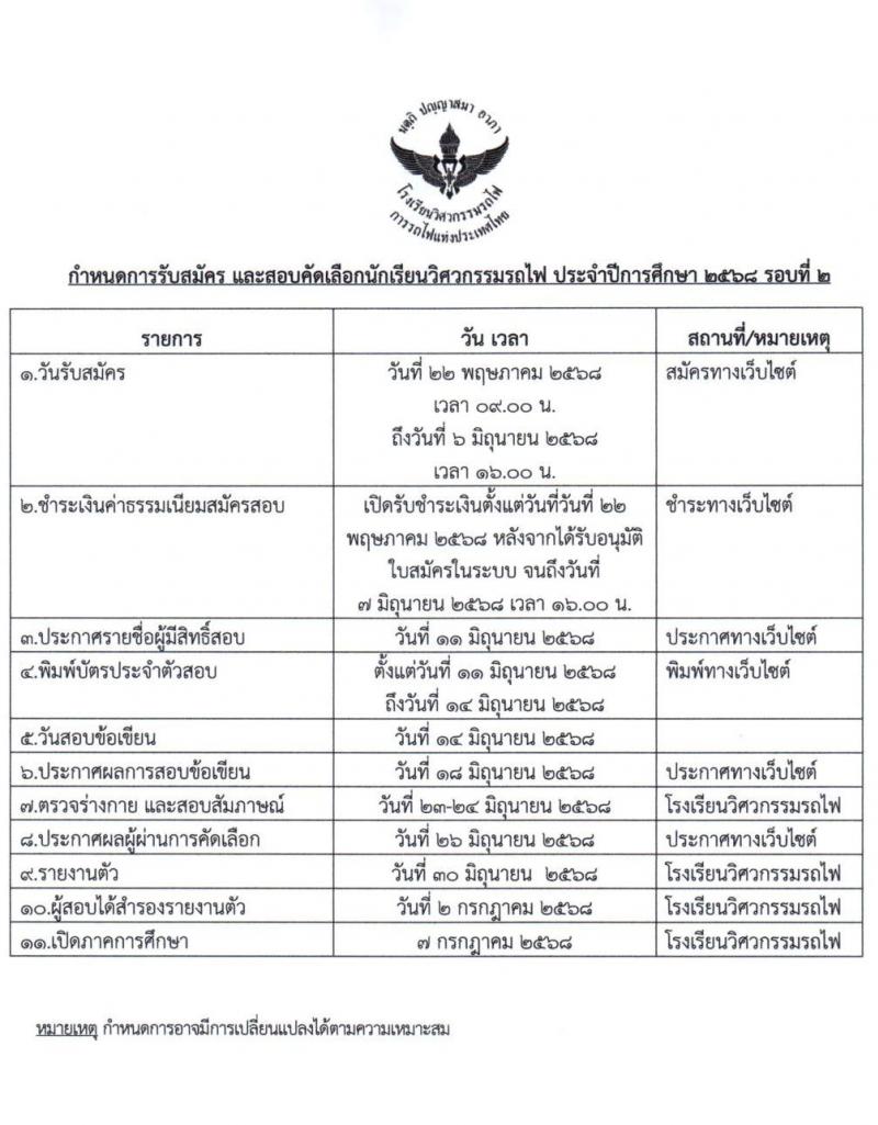 โรงเรียนวิศวกรรมรถไฟ รับสมัครนักเรียน รอบที่ 2 2568 รับสมัคร 22 พ.ค. - 6 มิ.ย. 2568 รูปที่ 7