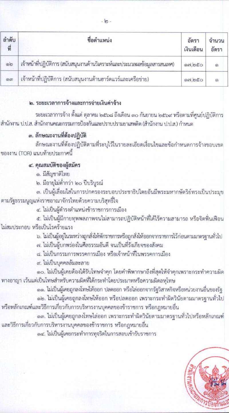 สำนักงานคณะกรรมการป้องกันและปราบปรามยาเสพติด (ปปส.) เปิดสอบลูกจ้างทุนหมุนเวียน รับสมัครตั้งแต่ 3-9 ก.ย. 2568 รูปที่ 2