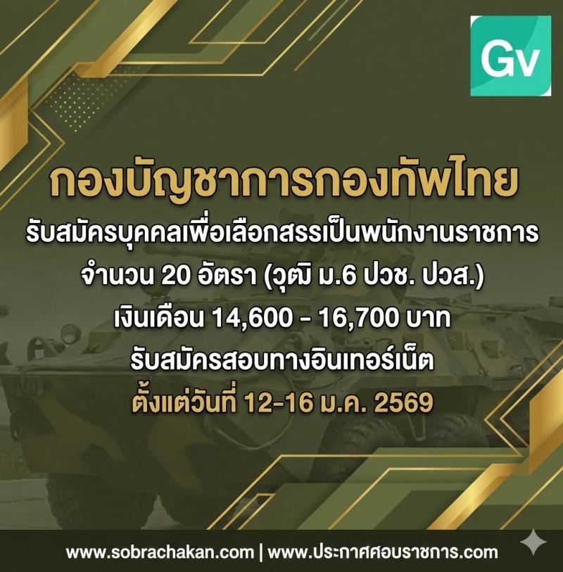 กองบัญชาการกองทัพไทย เปิดสอบพนักงานราชการ รับสมัครตั้งแต่ 12-16 ม.ค. 2569 รูปที่ 1