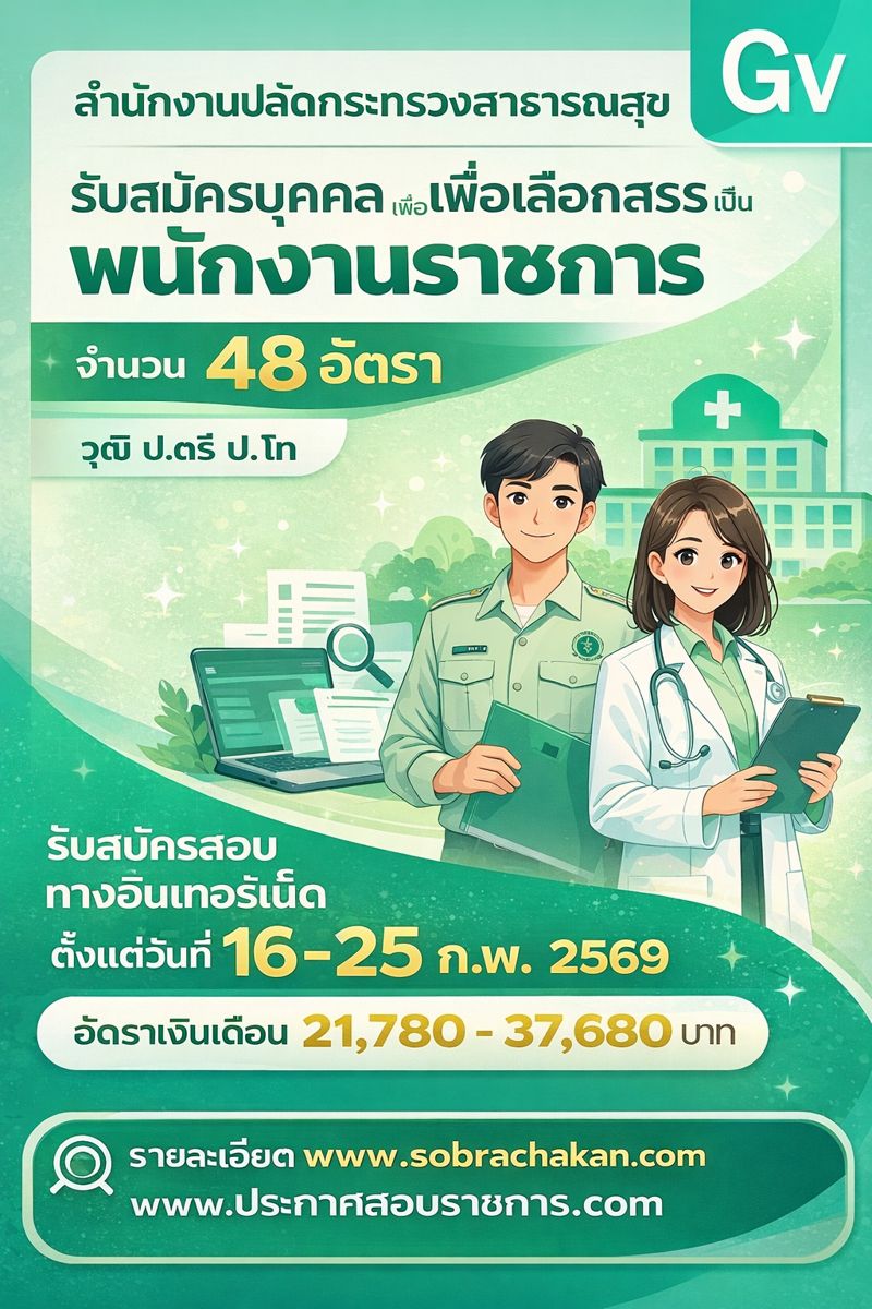 สำนักงานปลัดกระทรวงสาธารณสุข เปิดสอบพนักงานราชการ รับสมัครตั้งแต่ 16-25 ก.พ. 2569 รูปที่ 1