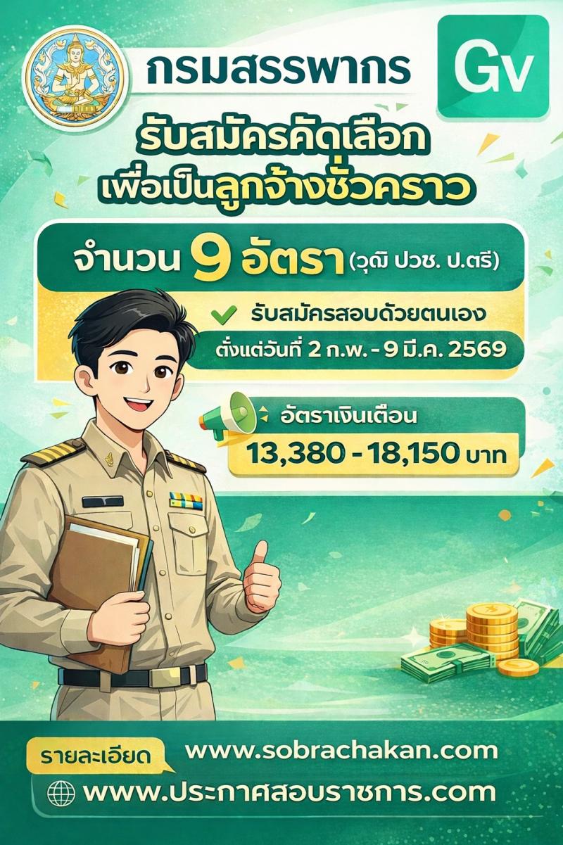 กรมสรรพากร เปิดสอบลูกจ้างชั่วคราว รับสมัครตั้งแต่ 2 ก.พ. - 9 มี.ค. 2569 รูปที่ 1